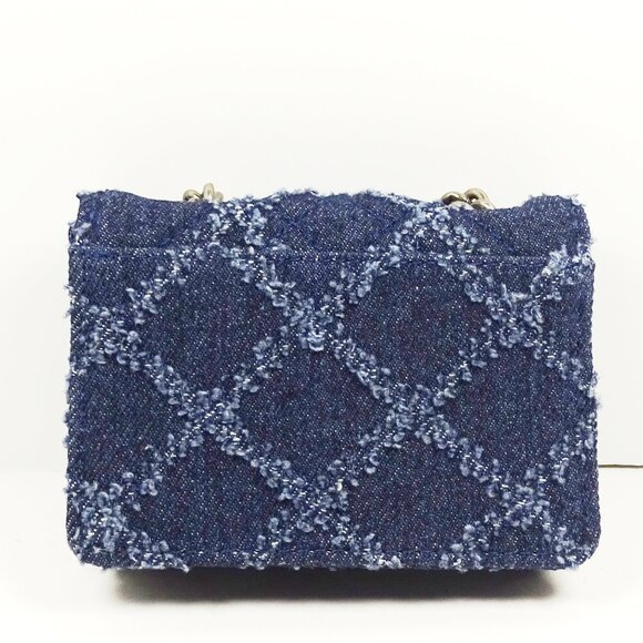 KURT GEIGER Micro Brixton Blue Cotton Crossbody Bag/Wallet - Picture 3 of 7